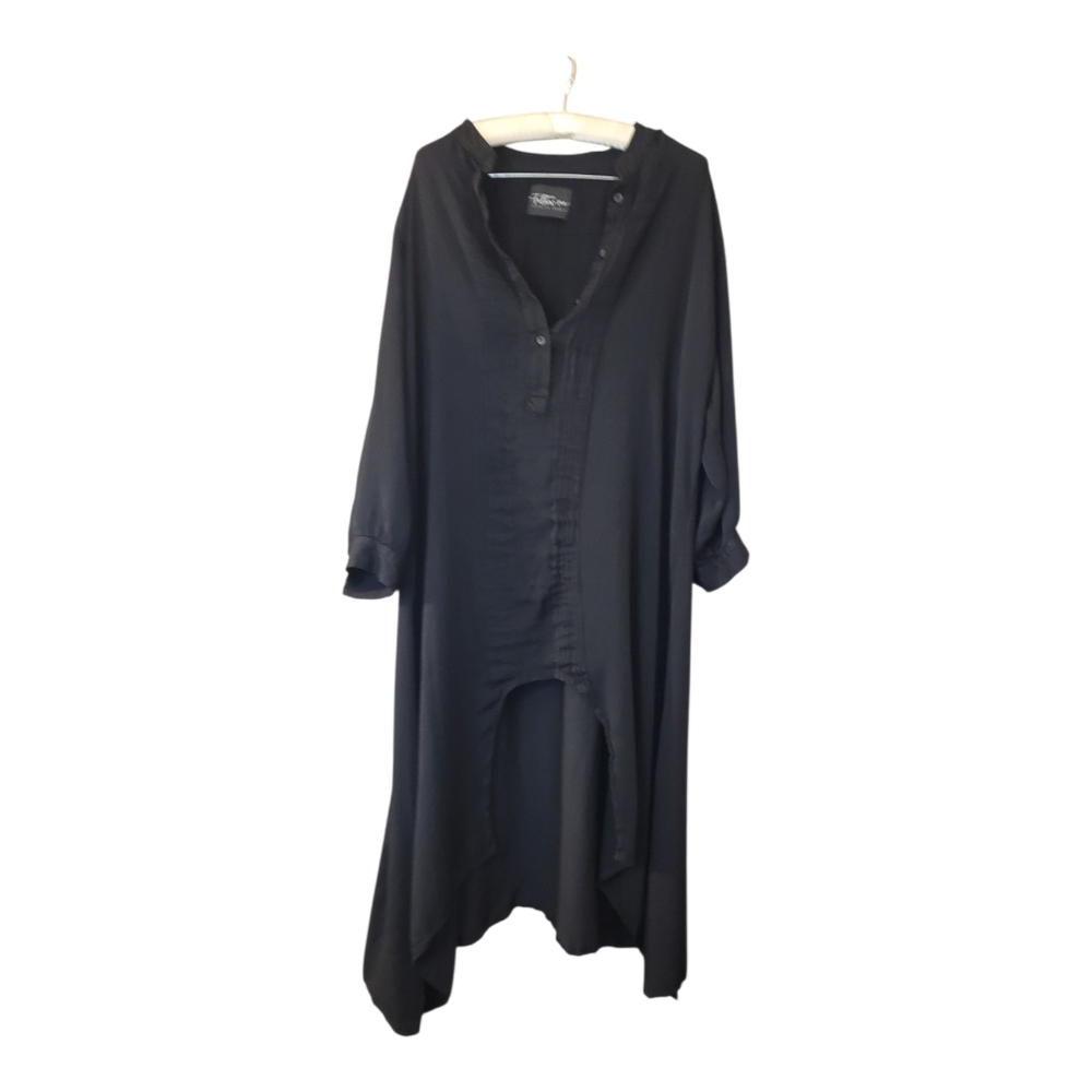 Follow Me Black Duster Dress Shorter Front XL Goth Boho